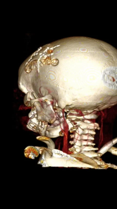 Human Skull 3D Scan Rotation Background for Anatomy Education Stock Footage 327680148