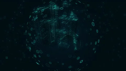 Human skull and a city inside a 3d animated ball Stock Footage 239002547