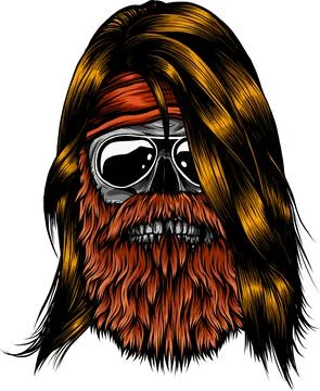 Human skull with beard vector illustration design Stock Illustration