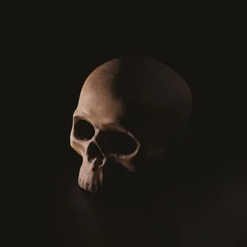 Human skull on black background - 3D render Stock Illustration