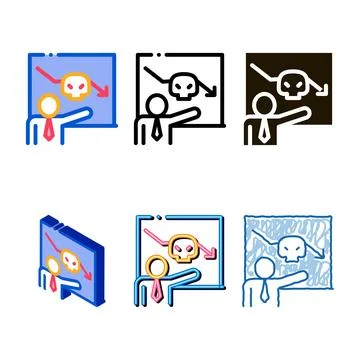 Human skull board icon vector outline series Stock Illustration