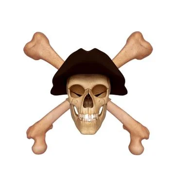 Human skull with bones and cap Illustrazione stock