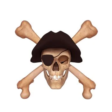 Human skull with bones and cap Ilustração Stock