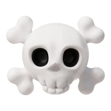 Human skull with bones realistic 3D vector icon, cartoon white cranium, scull Stock Illustration