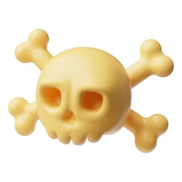 Human skull with bones realistic 3D plastic style vector icon, cartoon cranium Stock Illustration