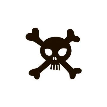Human skull with bones sign on white background. Vector illustration in trendy Stock Illustration