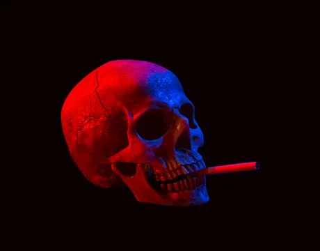 Human skull with cigarette Stock Photos