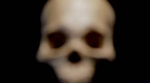Human skull coming into focus Stock Footage