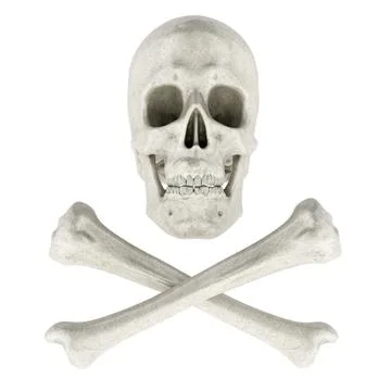 Human skull with crossed bones, 3d rendering Stock Illustration