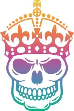 Human skull with crown on head.Multicolor design.Vector design.Isolated on wh Stock Illustration