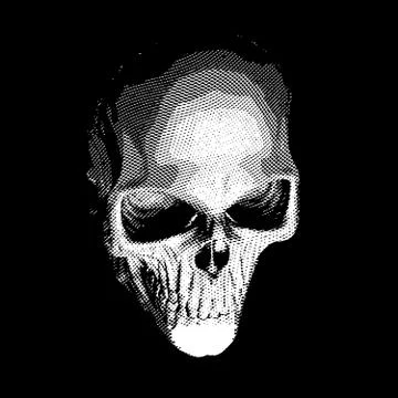 Human skull on dark background Stock Illustration
