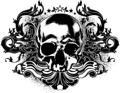 Human skull decorative Stock Illustration