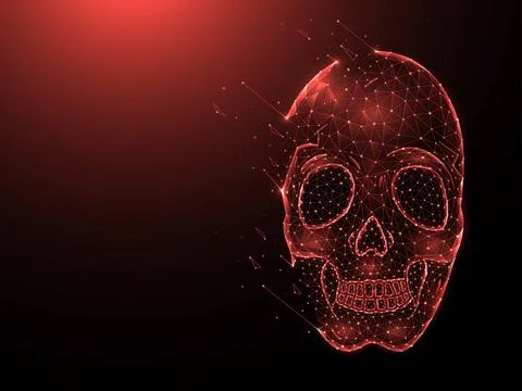  Human skull with destruction effect polygonal vector illustrations on a d... Stock Photos