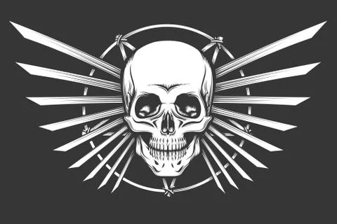 Human Skull Emblem Design Stock Illustration