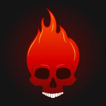 Human skull on fire. Glowing. Vector illustration. Stock Illustration