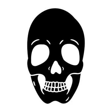 Human skull flat icon isolated on white background. Stock Illustration