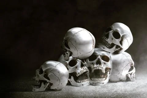 Human skull on the floor Stock Photos