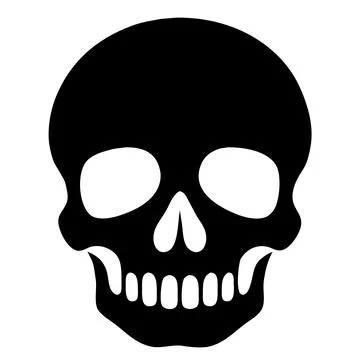 Human Skull Front View Black Silhouette Illustration Illustrazione stock