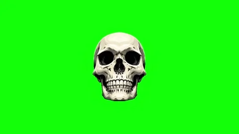 Human Skull Halloween Vector Art Green Screen Overlay Stock Footage 345717739