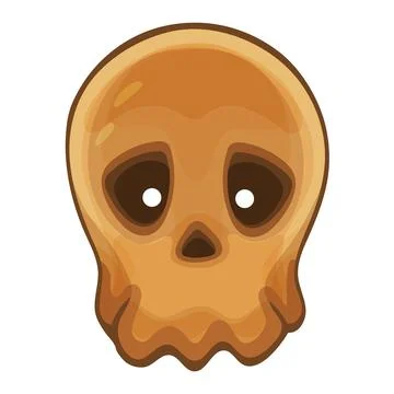 Human skull head bones sign. Halloween cranium skeleton, ghost monster braincase 库存插图