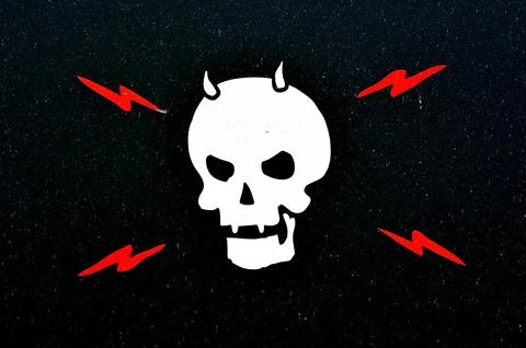 Human skull with horn Stock Illustration