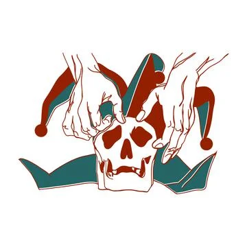 Human skull in a mans hands, Stock Illustration