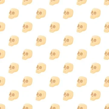 Human skull pattern repeating on a white background Stock Illustration