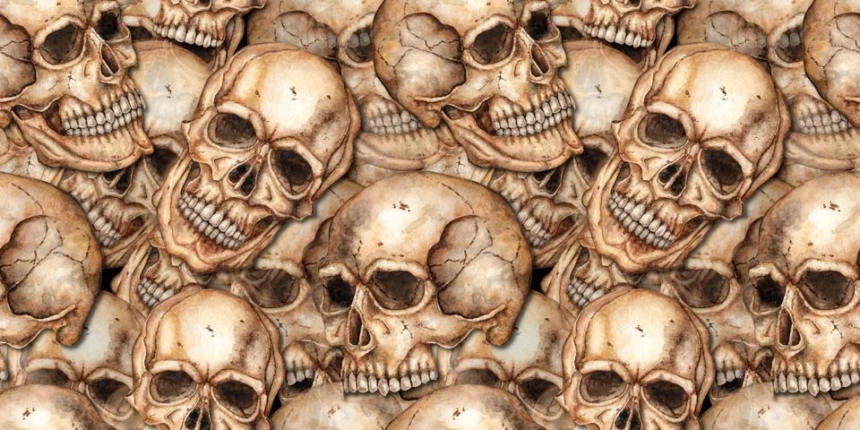 Human skull pattern solid watercolor イラスト素材