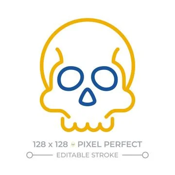 Human skull pixel perfect two color line icon Stock Illustration