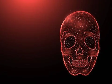  Human skull polygonal vector illustrations on a dark red background. Huma... Stock Photos