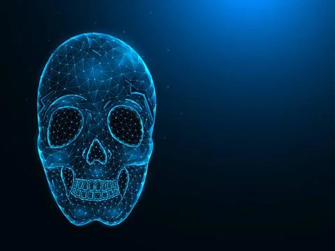  Human skull polygonal vector illustrations on a dark blue background. Hum... Stock Photos