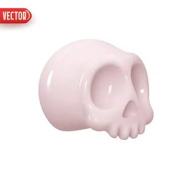 Human skull. Realistic 3d design element In plastic cartoon style. Icon isola Stock Illustration