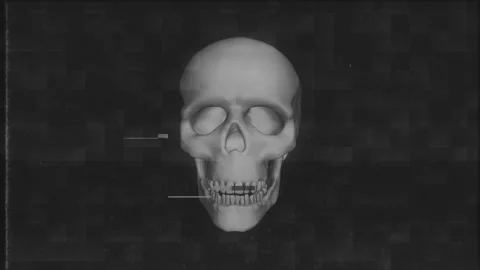 Human skull rotating in glitch distortion style. Stock Footage 130911567