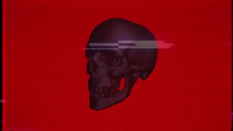 Human skull rotating in glitch distortion style. Stock Footage 130912409