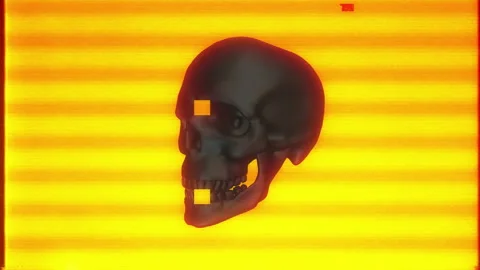 Human skull rotating in glitch distortion style. Stock Footage 130912683