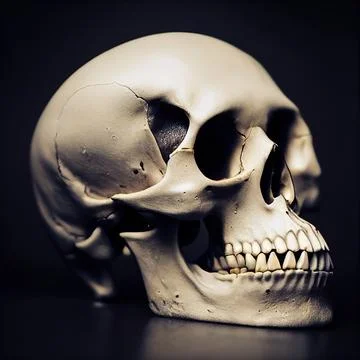 Human Skull Side View on Black Background Stock-Fotos