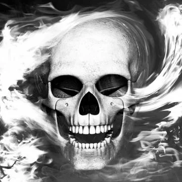 Human skull with smoke Stock Illustration