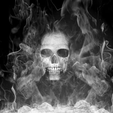 Human skull with smoke Illustrazione stock