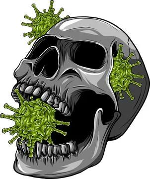 Human skull with virus vector illustration design 스톡 일러스트