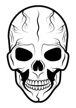 Human skull on a white background. Design element for label, emblem, badge, l Stock Illustration