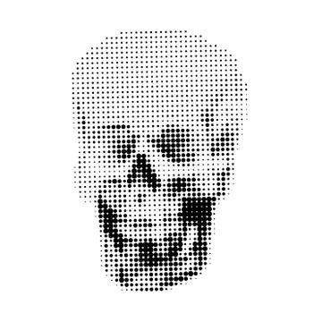 Human skull on white background. Vector halftone effect. Simple illustration for Stock Illustration