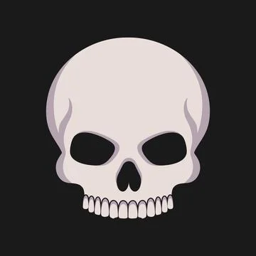 Human skull without a lower jaw on black background. Skull icon emblem logo Illustrazione stock