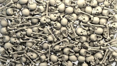 Human skulls and bones transition – 3d render with alpha channel. Stock Footage 268726645