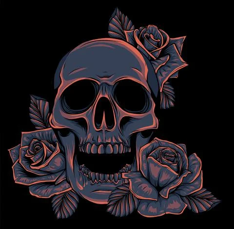 A human skulls with roses vector illustration Stock-Illustration