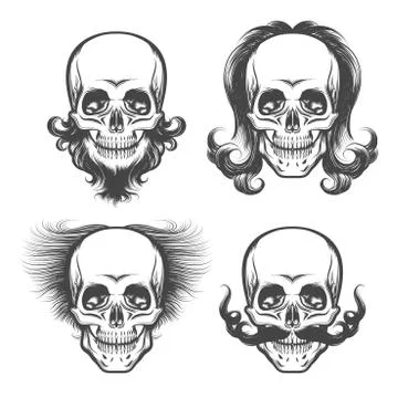 The Human Skulls Set Stock Illustration
