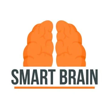Human smart brain logo, flat style Stock Illustration