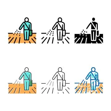 Human sowing color variations icon vector Stock Illustration