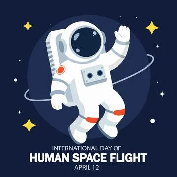 Human space flight International day April 12 astronaut Stock Illustration