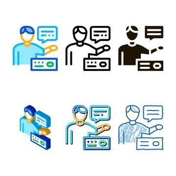 Human speaking icon vector outline clean Illustrazione stock