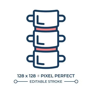 Human spinal anatomy pixel perfect line color icon Stock Illustration